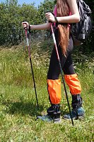 Trekking poles - 1 pair with accessories red