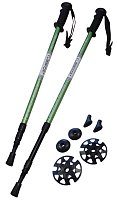 Trekking poles - 1 pair with accessories green